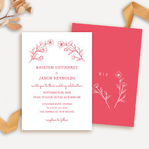 Rose Red Wildflower Wedding Invitation