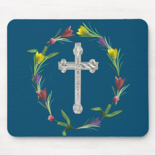 Rose ringed Cross Mouse Pad