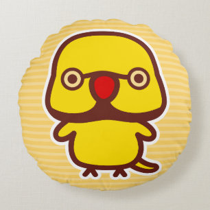 Rose-ringed parakeet / Yellow male Round Pillow