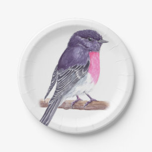 Rose robin paper plate