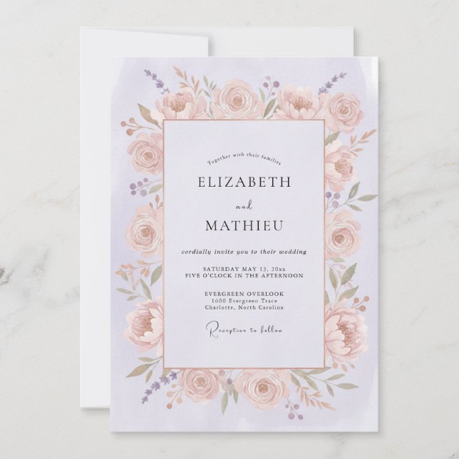 Rose Romantic Blossom Wedding Invitation (Front)