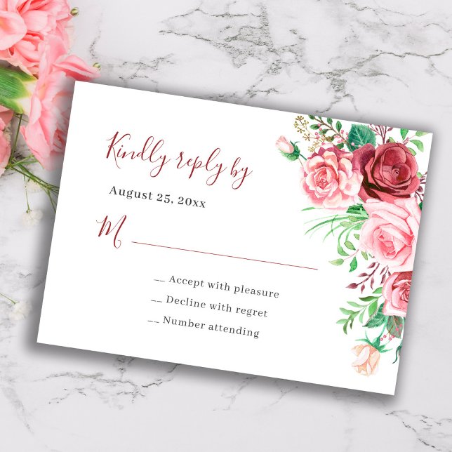 Rose romantique élégant mariage boîtier carte RSVP (Créateur téléchargé)