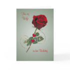 Rose romantique et coeur - Carte d'anniversaire po