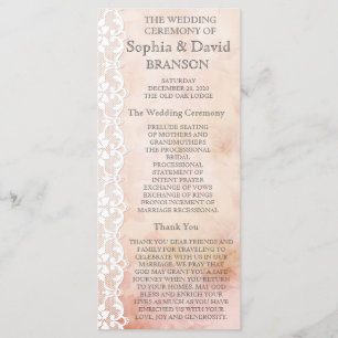 Rose romantique et programme de mariage dentelle s