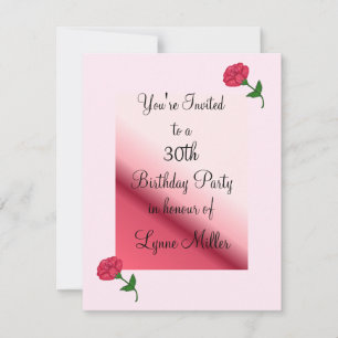 Rose rose 30e anniversaire Invitation