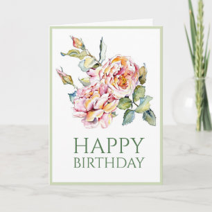 Rose rose Anniversaire 5x7 Carte pliée
