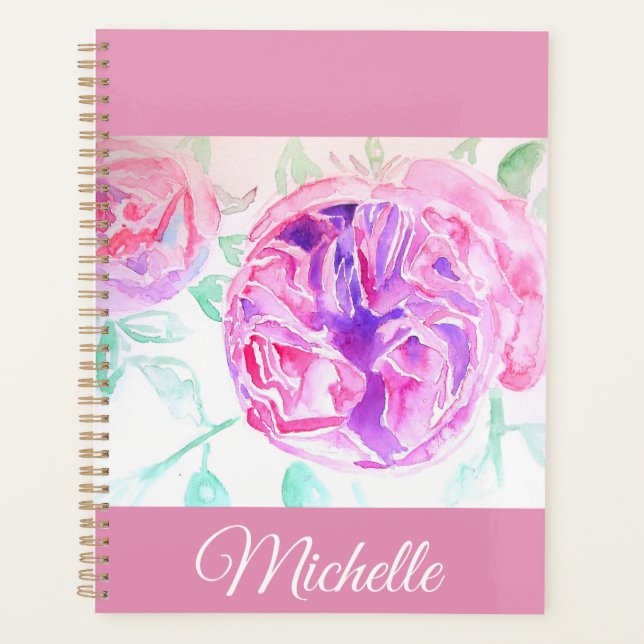 Rose rose Aquarelle Lilac Rose Girls Carnet (Devant)