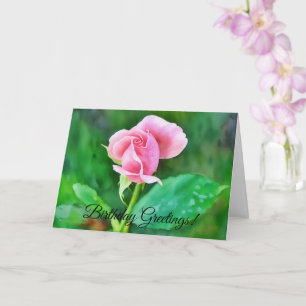 Rose rose aquarelle Style Art carte d'anniversaire