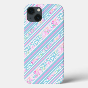 Rose rose Bleu rayures Samsung Galaxy Note 4 Coque