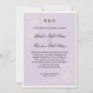 Rose rose botanique, Faire-part de mariage lavande