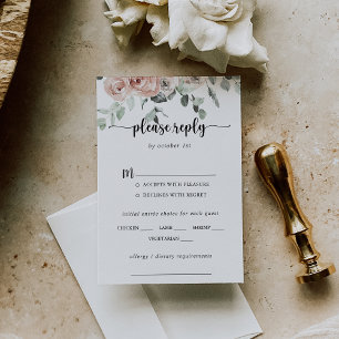 Rose rose classique Mariage menu Choix RSVP