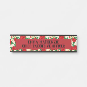 Rose Rose élégant Nom du bureau Plaque de porte Si