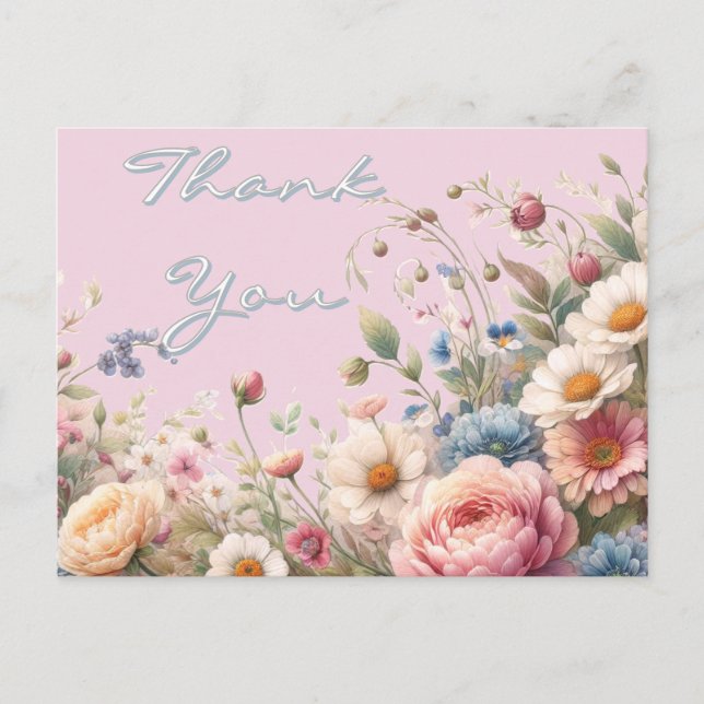 Rose rose Fleur Anniversaire Merci Carte postale (Devant)
