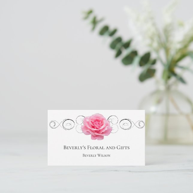 Rose Rose Floral Carte de visite Boutique (Debout devant)