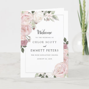 Rose Rose Floral Élégant programme de livret de ma