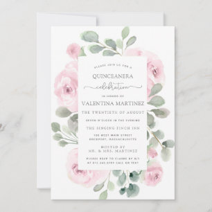 Rose rose Floral Quinceanera Invitation