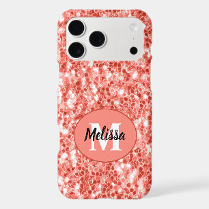 Rose rose foncé paillettes scintillantes Monogramm