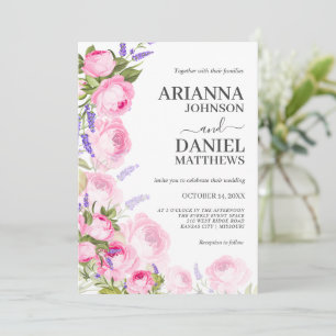 Rose rose & Lavender Floral Invitation
