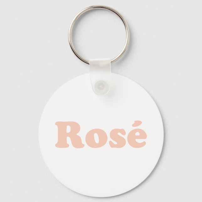 "Rose" Rose light pink letters white Keychain (Front)