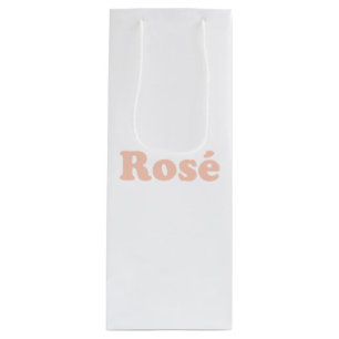 "Rose" Rose light pink letters white Wine Gift Bag