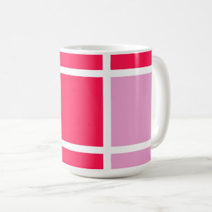 Rose rose lignes blanches carrés géométrique Mug