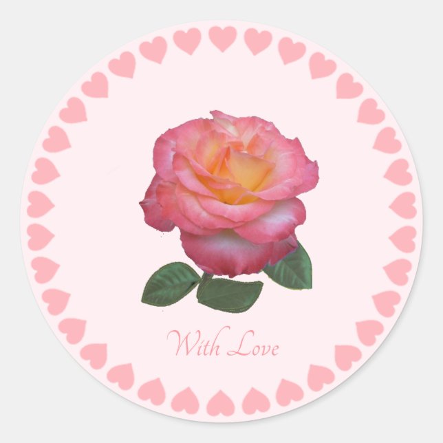 Rose rose mignonne avec Sticker d'amour (Devant)