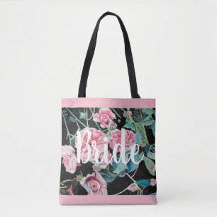 Rose rose noir Floral Mariage Sac fourre-tout de m