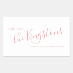 Rose rose Nom de famille Script Sticker rectangula