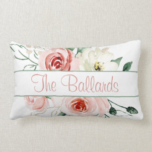 Rose rose Nom personnalisé Lumbar Coussin