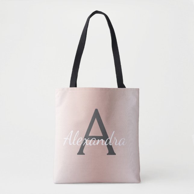 Rose Rose Or Metallic Elegant Monogramme Livre Sac (Devant)