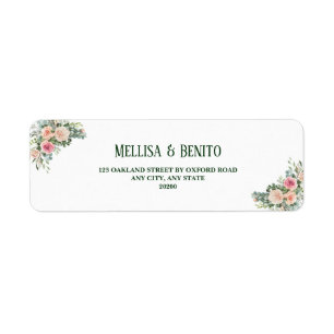 Rose rose pâle Eucalyptus Mariage Adresse de retou