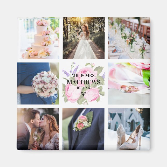 Rose Rose Photo Collage Magnet Wedding Favoriser (Devant)