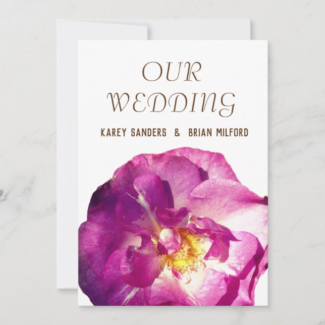 Rose Rose Photo Élégant Mariage Invitation (Devant)