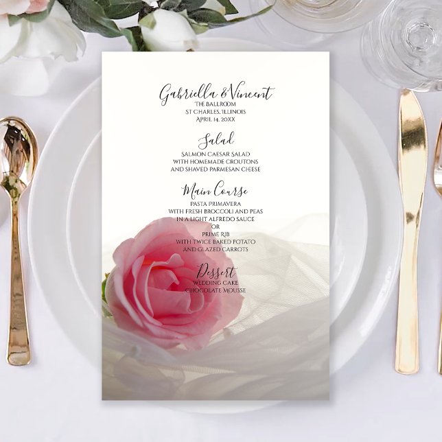 Rose rose sur le menu Mariage blanc (Créateur téléchargé)