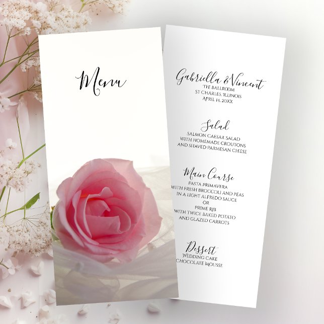 Rose rose sur le menu Mariage blanc (Créateur téléchargé)