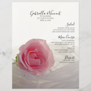 Rose rose sur le menu Mariage blanc