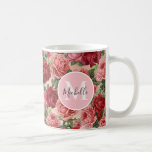 Rose rose vintage Rose Floral Monogramme Mug