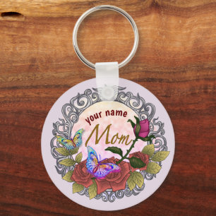 Rose Rosebud Mom Keychain