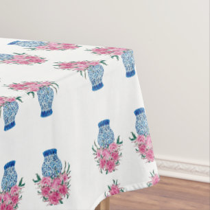 Rose Roses Blue Ginger Jars Jar Tablecloth