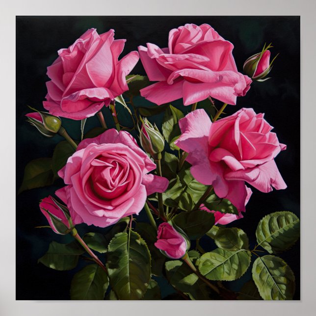 Rose Roses Flower Art Imprimer Poster (Devant)