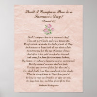 Rose Roses, William Shakespeare Love Poem Poster