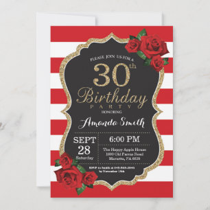 Rose rouge 30e anniversaire Invitation Parties sci