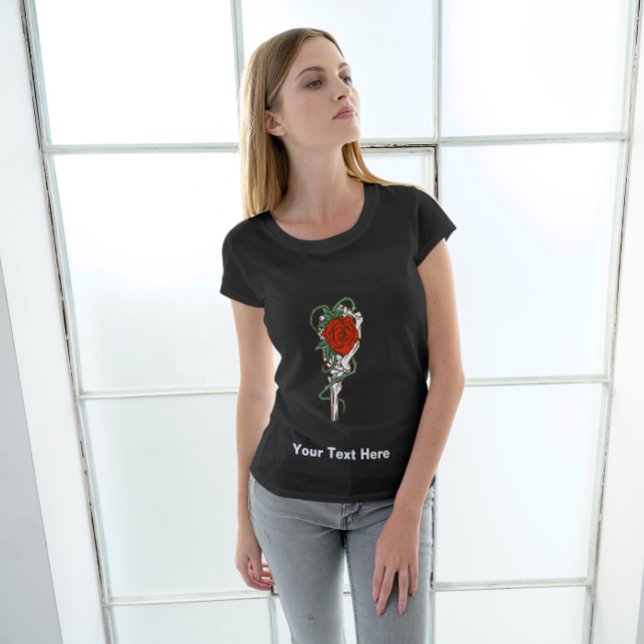 Rose rouge à squelette T-shirt main (Créateur téléchargé)