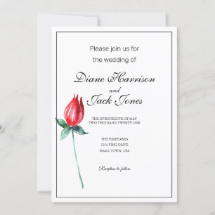 Rose rouge Aquarelle Cervin Invitations