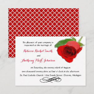 Rose Rouge Aquarelle - Faire-Part de Mariage 3x5