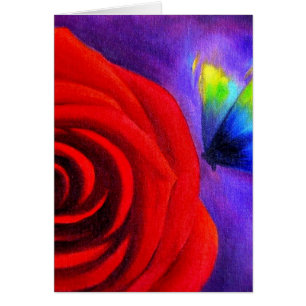 Rose rouge avec l'art de peinture de papillon -