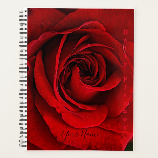 Rose rouge avec photos - Planificateur quotidien - (Devant)
