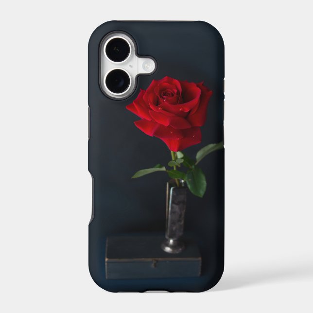 Rose Rouge Classique Monogramme Nom (Verso)