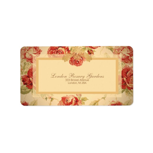 Rose rouge, crème, étiquette à imprimé fleuri d'ép (Devant)