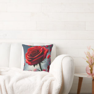 Rose Rouge Et Bufs, Coussin